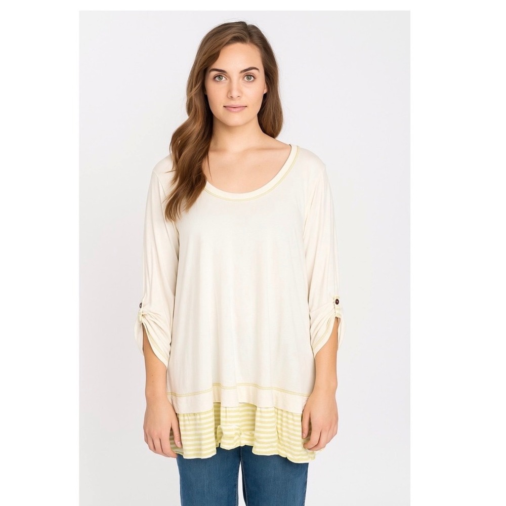 Matilda‎ Jane Ventriloquist Tunic XL Cream Yellow Layered Ruffle Boho Cottage